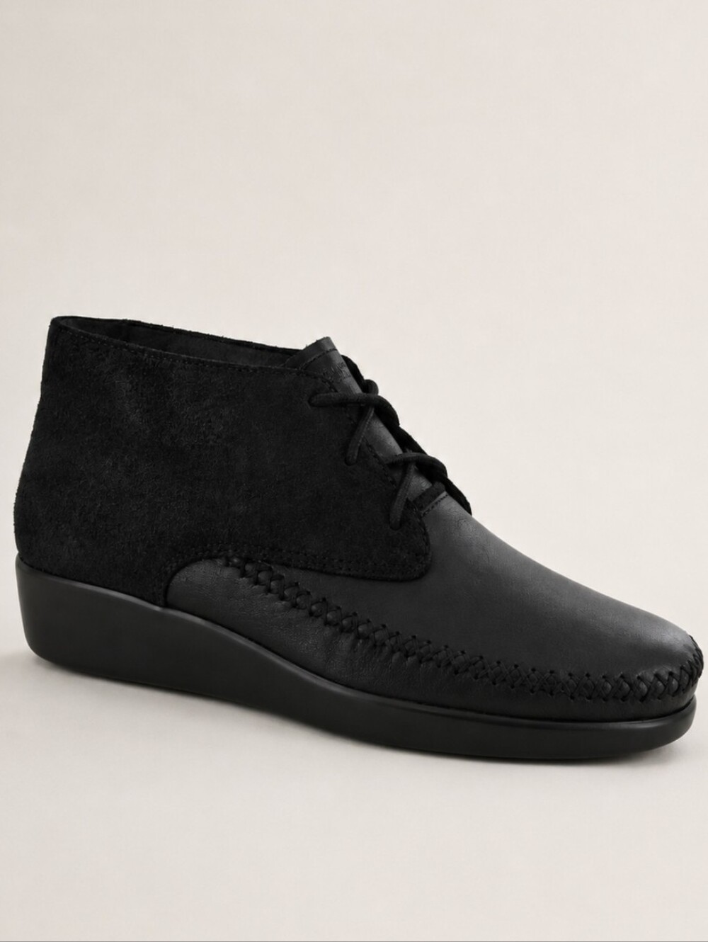 SAS Kich Chukka Boots Black Leather Size 8WW Lace Up Tripad Comfort $235 NEW